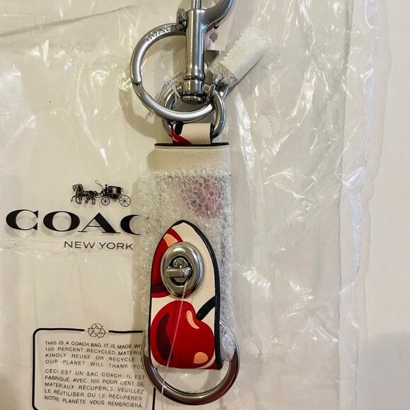 COACH TRIGGER SNAP BAG CHARM KEY FOB W/ CHERRY PRINT: Red,white CZ088 - Picture 8 of 16